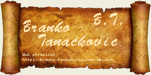 Branko Tanacković vizit kartica